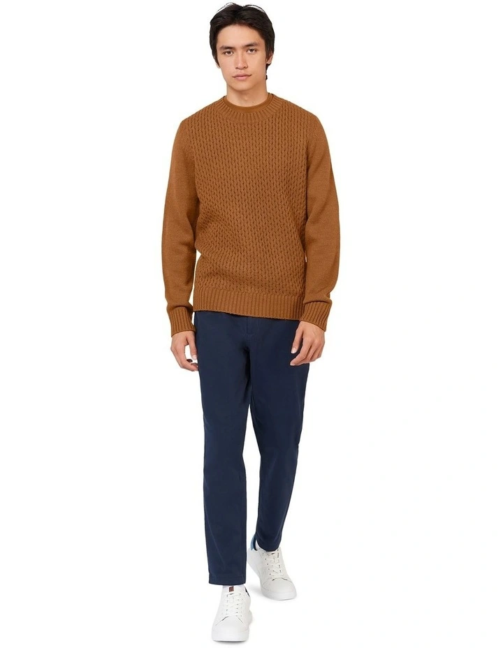 Aran Textured Crew Knit in Orange