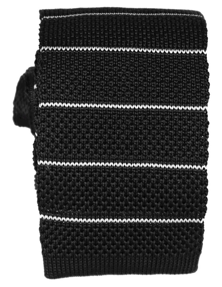 Woven Thin Stripe Tie in Black