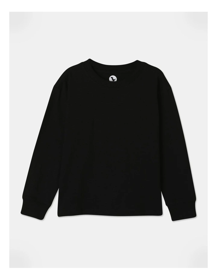 Essentials Long Sleeve Plain T-shirt in Black