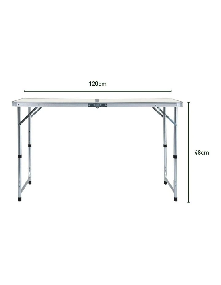 Outdoor Picnic Folding Portable with 4 Chair 120cm in Silver