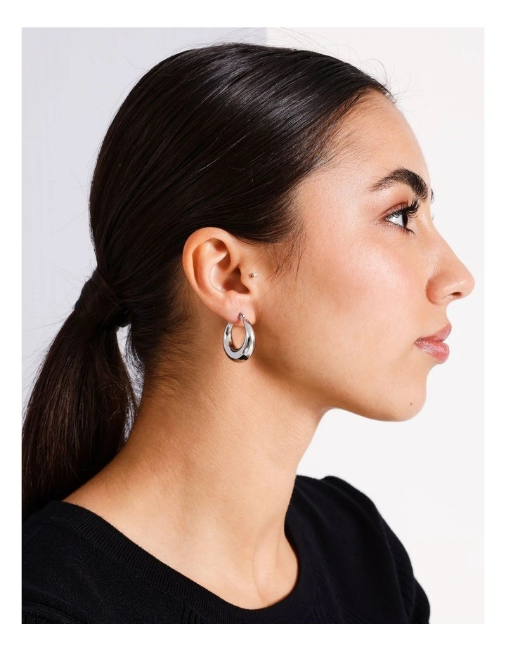Stainless Steel Hoop Earring in Silver