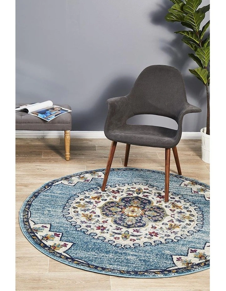 Babylon 202 Round Rug in Blue