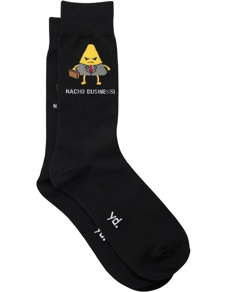 Nacho Business Pun Sock in Black