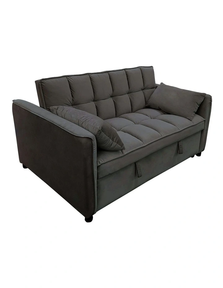 Quincy Tufted 2-Seater Velvet Sofa Bed in Dark Grey