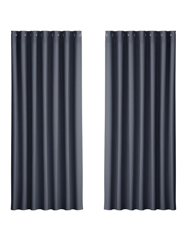 Blockout Curtain Eyelet 240x230cm x2 in Charcoal