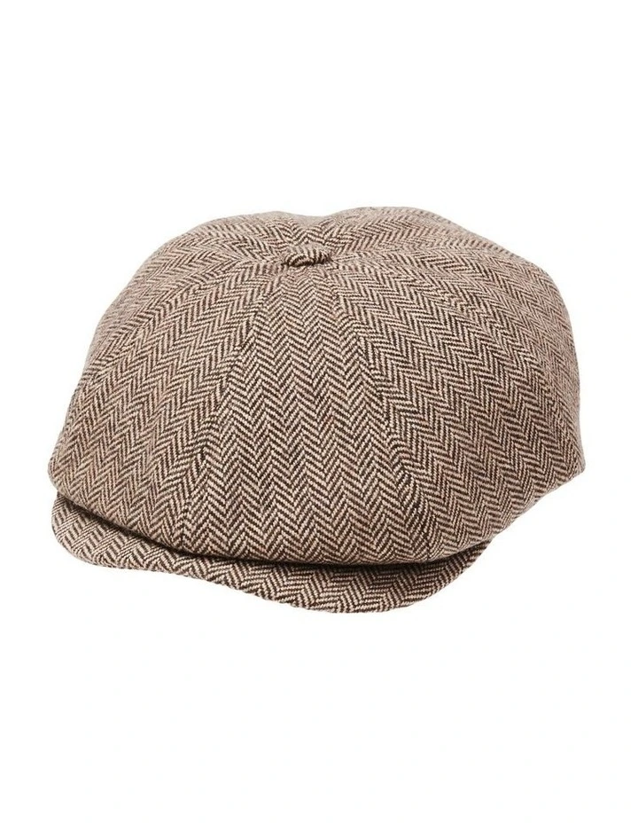 Hudson Herringbone Cap in Brown