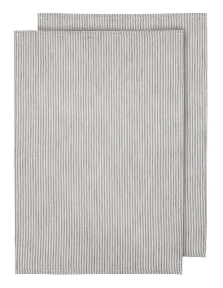 Lina Stripe Kitchen Towel 2 Pack in Taupe