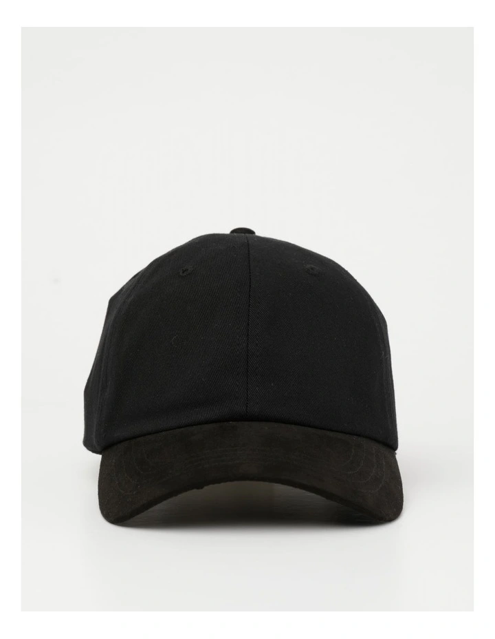 Cap with Micro Suede Brim in Black