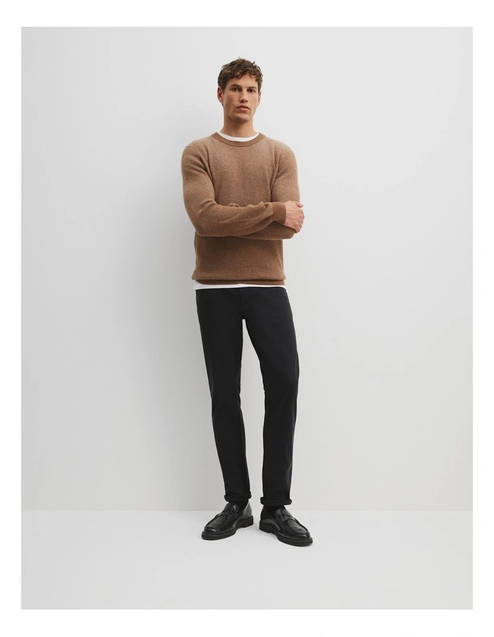 Cashmere Blend Crew Neck Knit Sweater in Amber