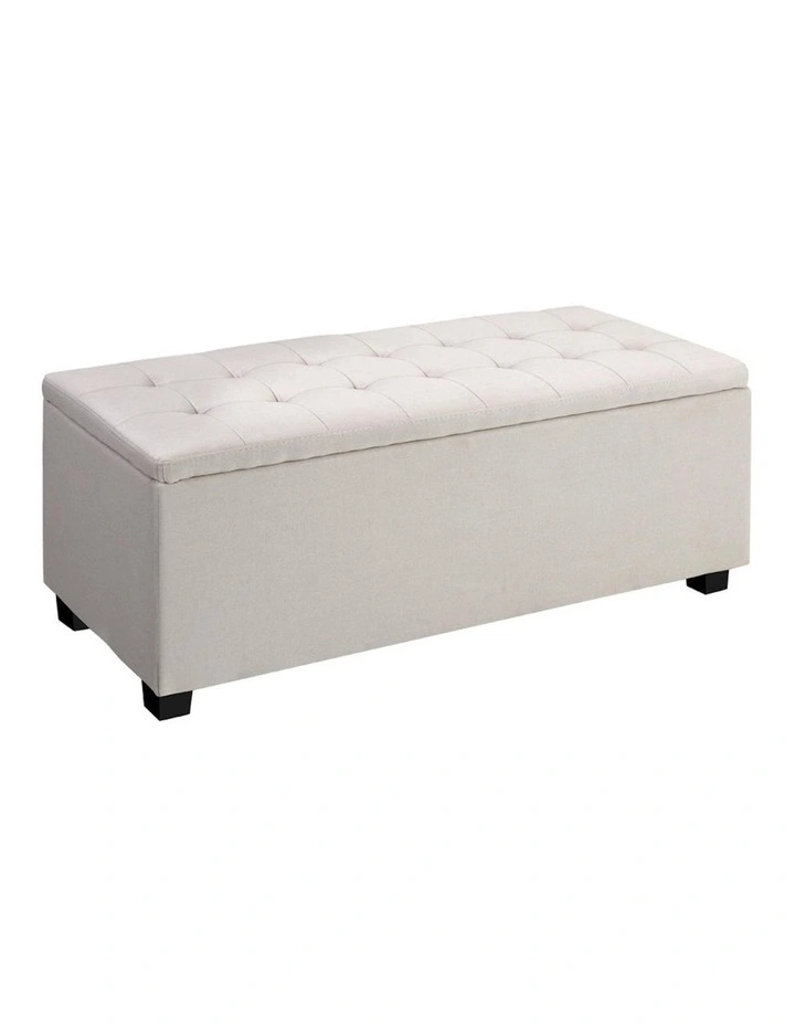Linen Storage Blanket Box Ottoman 97cm in Beige