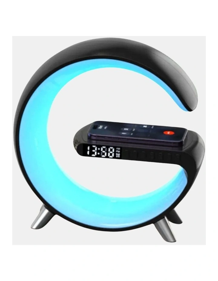 Dimmable App Control LED Bedside Lamp With Wireless Charger in Black