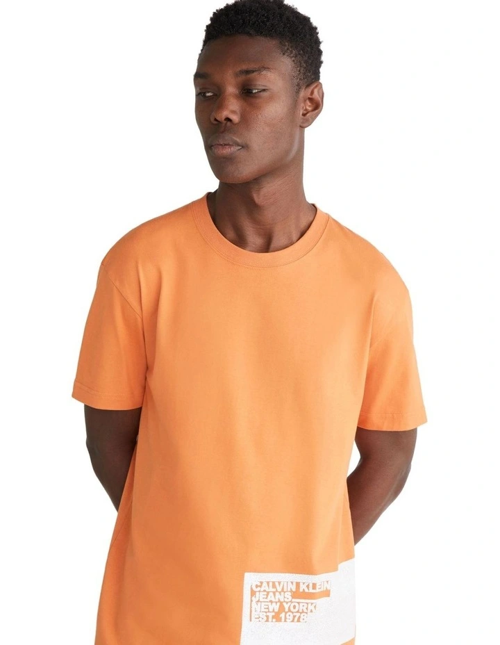 Stencil Blocking Logo Tee in Burnt Clay