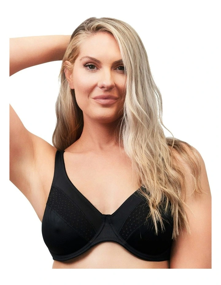 Soft & Comfy Wide Strap Underwire Bra in Black