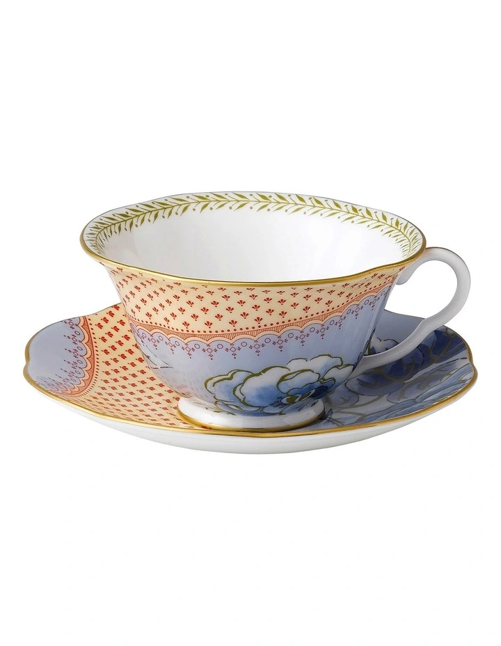 Butterfly Bloom Teacup & Saucer Blue
