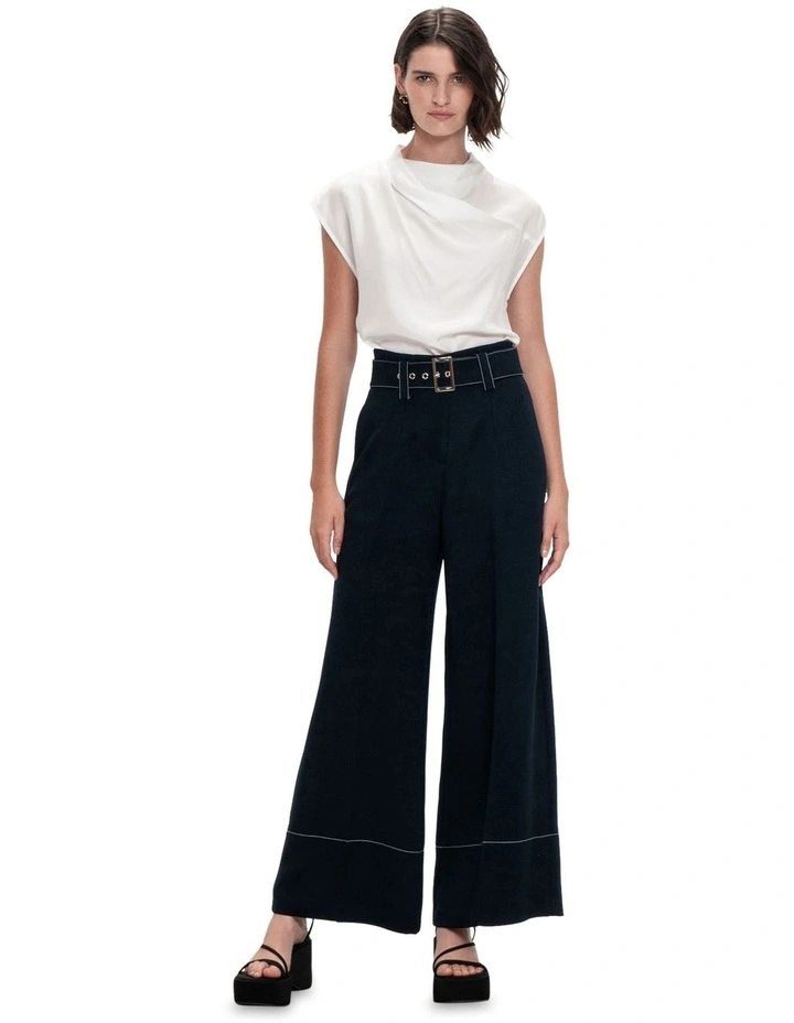 Silky Viscose Cowl Neck Top in Ivory