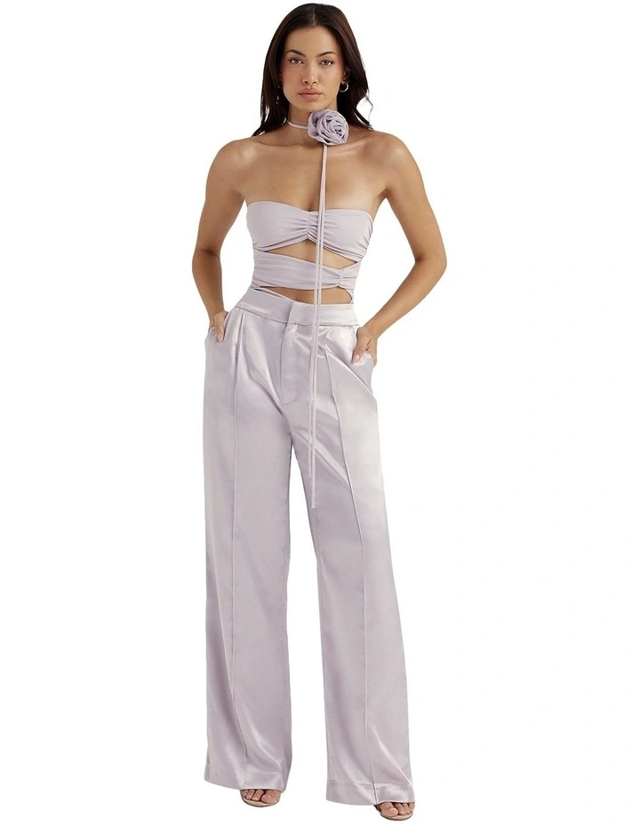 Alivia Satin Trousers in Grey