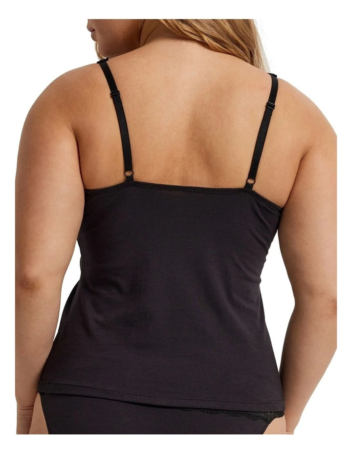 Cotton & Lace Cami in Black