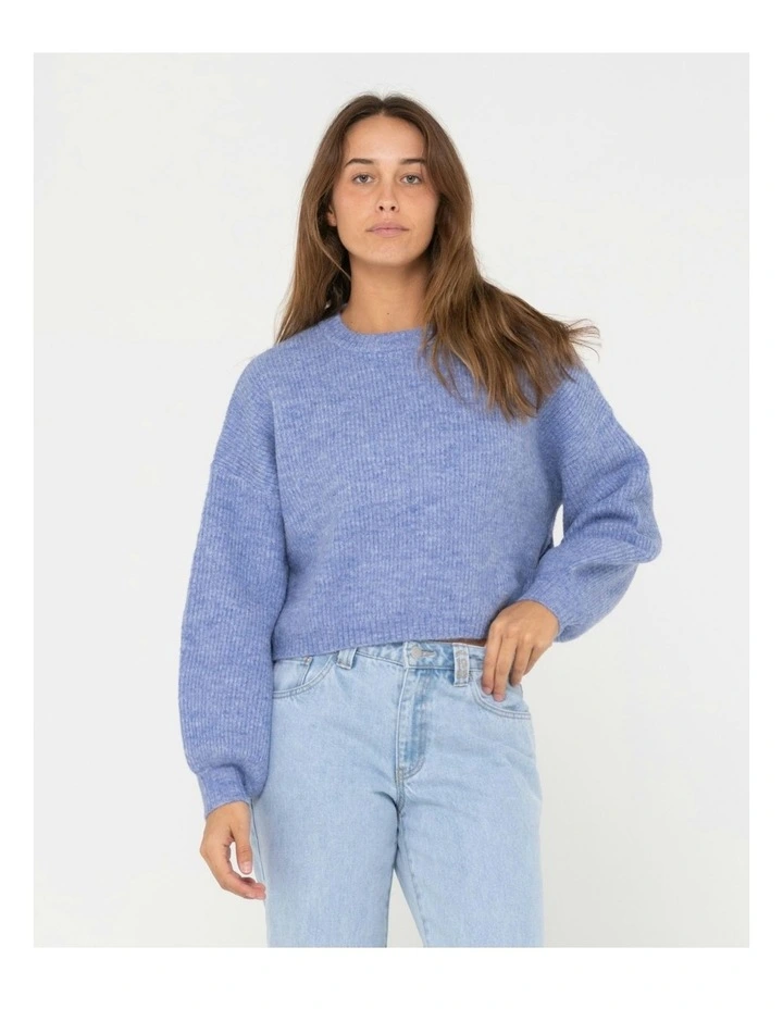 Sundae Long Sleeve Crew Neck Knit in Blue