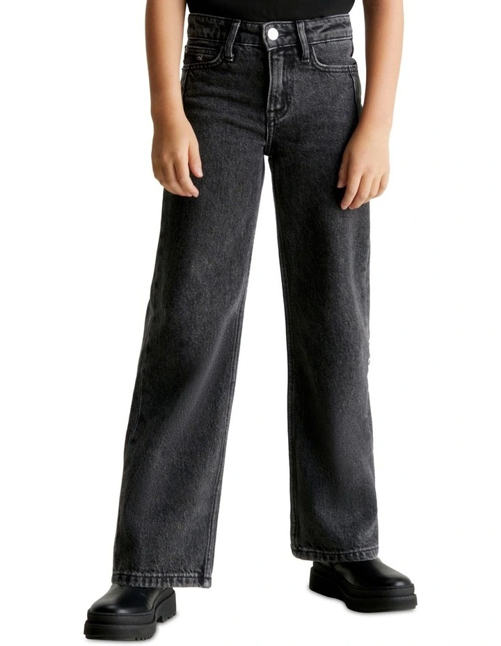 High Rise Wide Leg Jeans in Optic Washed Black