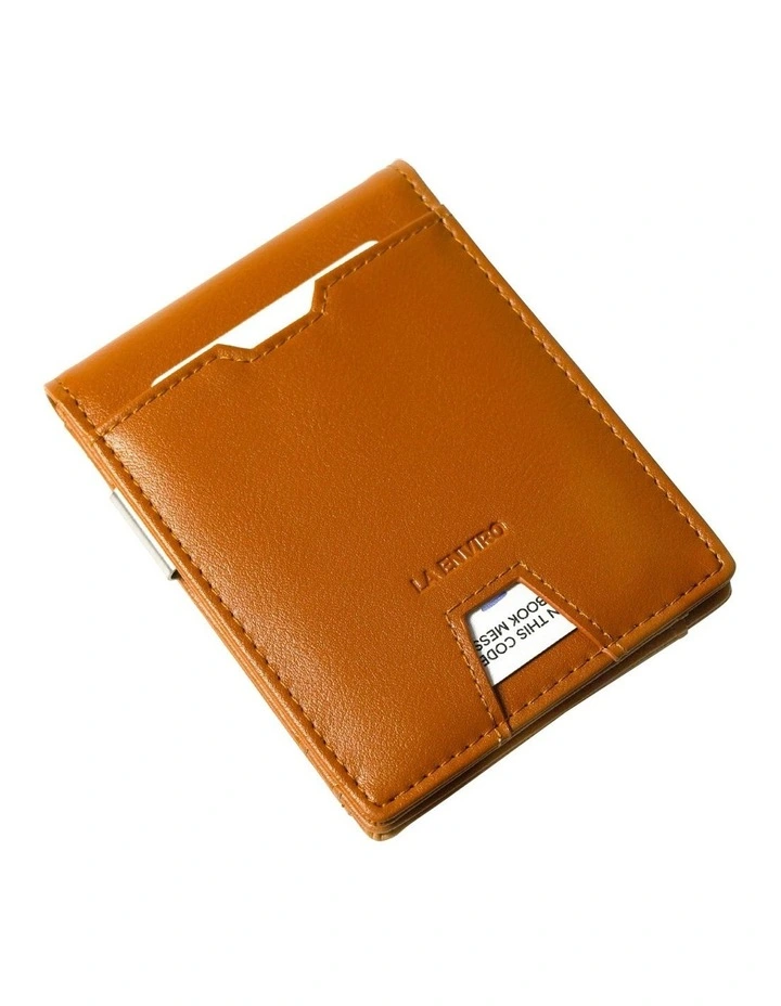 Yamba Minimalist Slim Bifold Front Pocket Vegan Leather Wallet in Tan