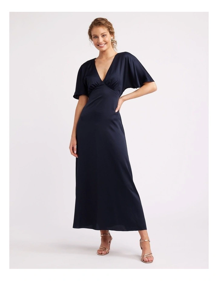 Montreal Sleeved Maxi Dress in Navy