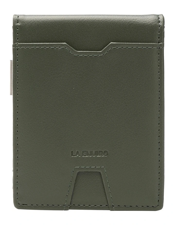 Yamba Minimalist Slim Bifold Front Pocket Vegan Leather Wallet in Green