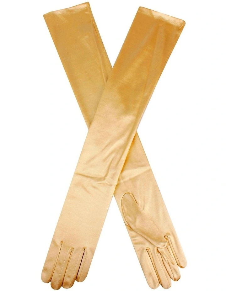 Satin Finish Opera Gloves in Gold