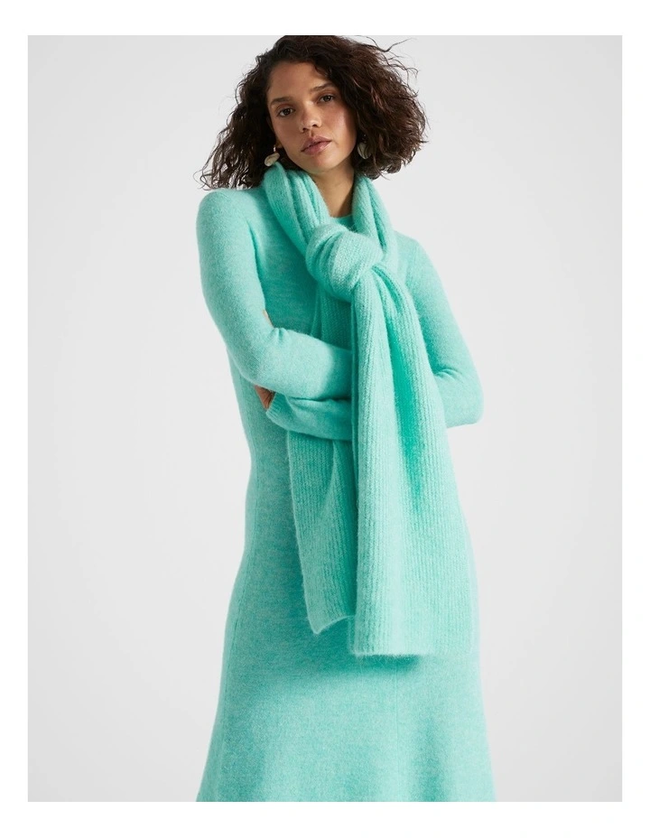 Fluffy Rib Knit Scarf in Opal