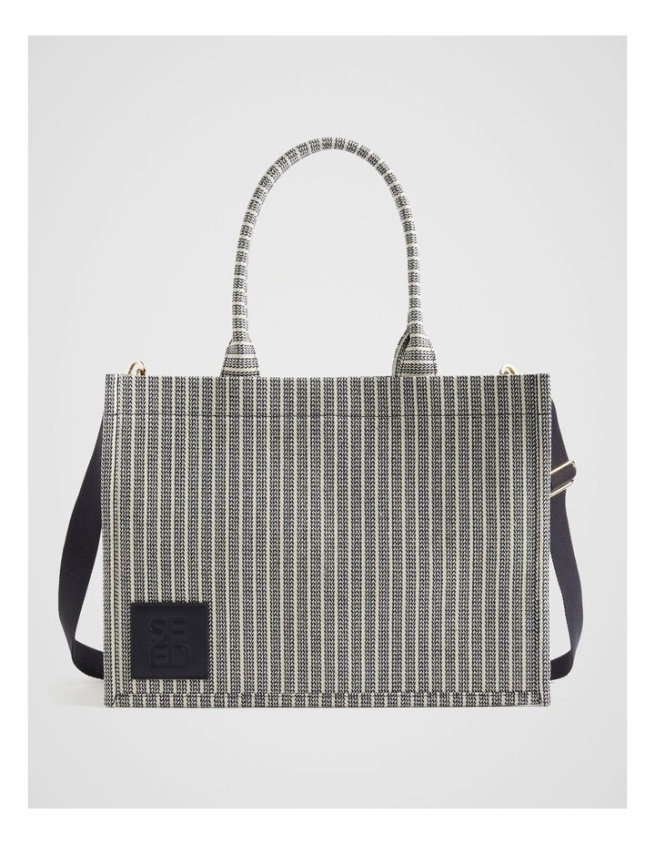Woven Structured Tote Bag in Midnight Sky