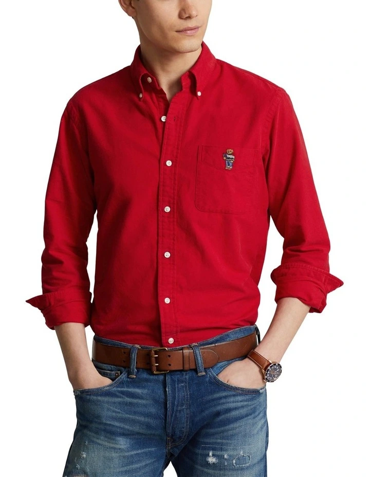 Classic Fit Polo Bear Oxford Shirt in Red