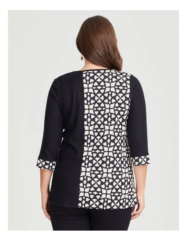 Spliced Snug & Jacquard Top in Black
