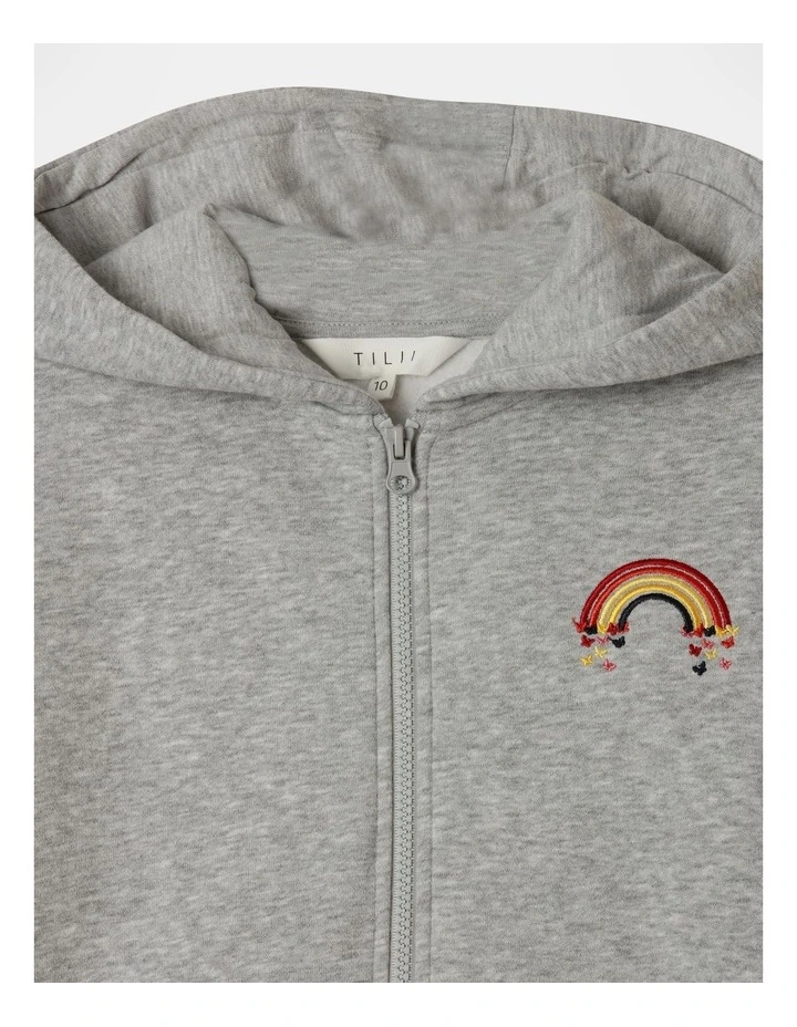 Fleece Zip Thru Sweat Top in Rainbow