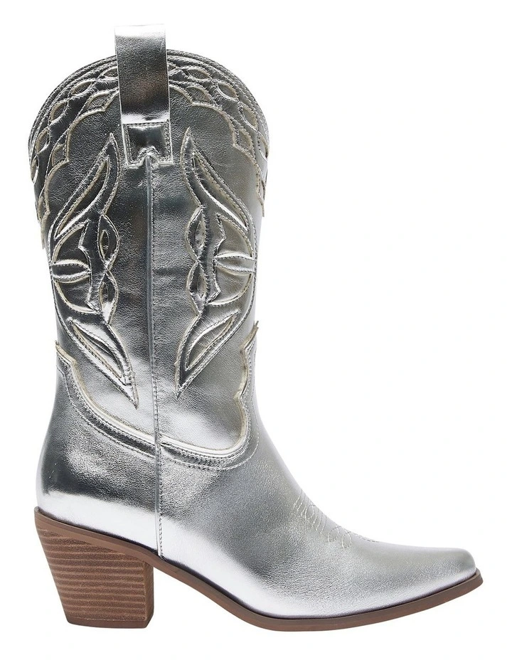 Rodeo Western Boots in Silver Metallic