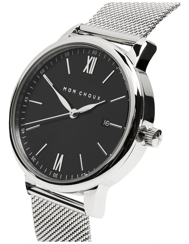 Homme Mesh Watch in Silver