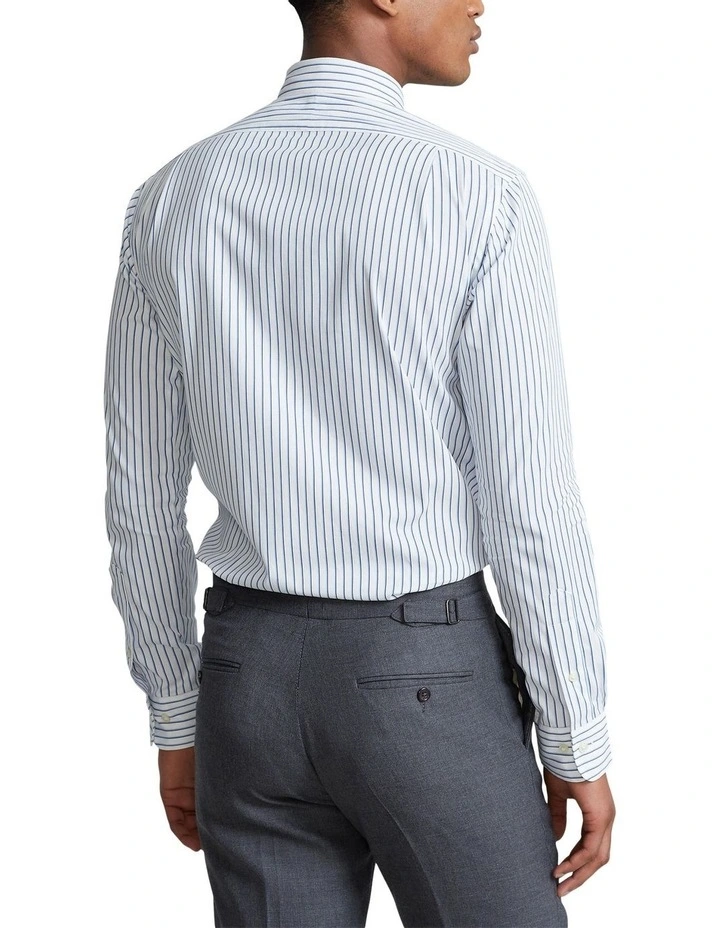 Custom Fit Striped Poplin Shirt in White