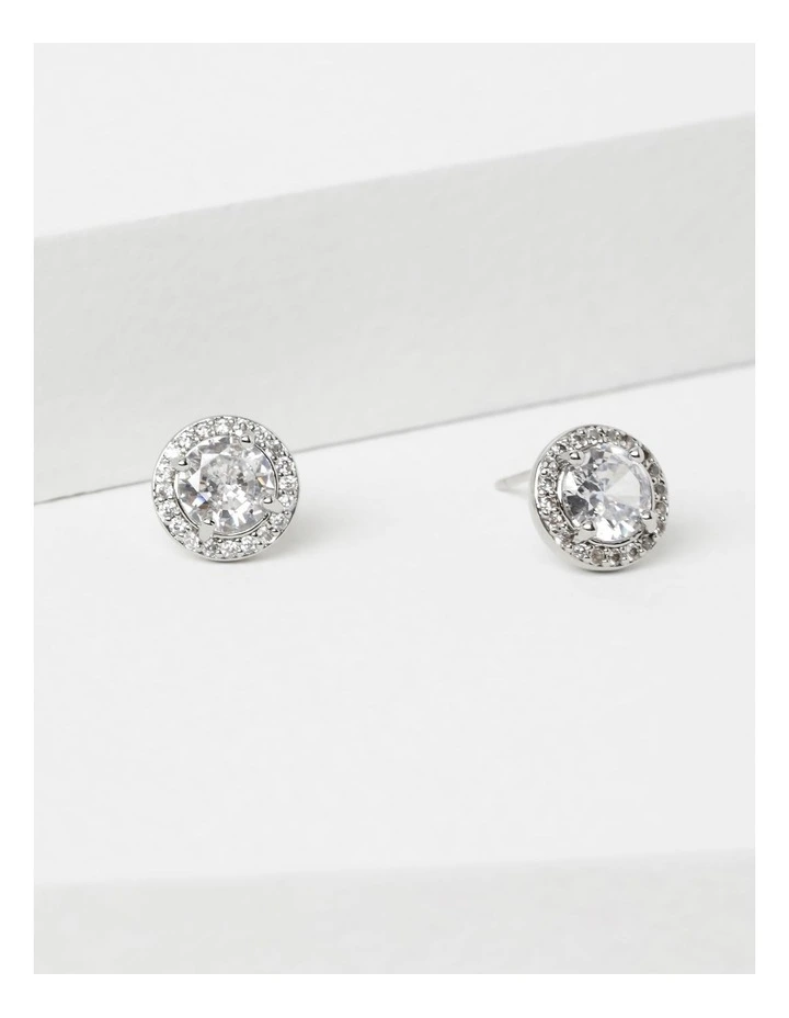 Diamante Dome Stud Earring in Silver