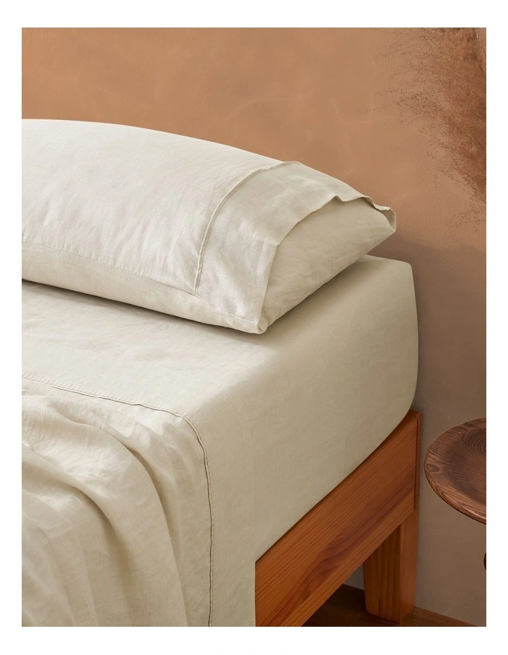 Vintage Washed Hemp Linen Sheet Set in Oatmeal