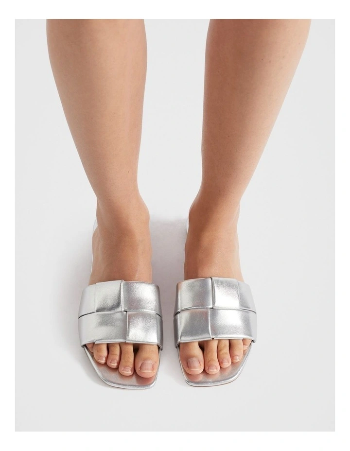 Rachel Leather Slide in Silver