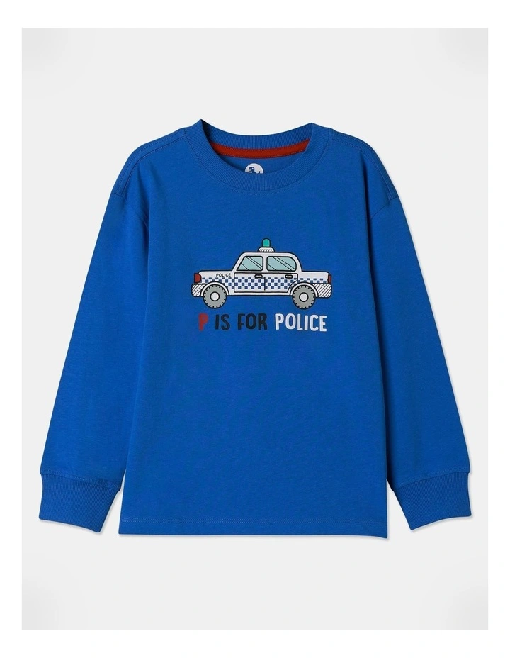 Essentials Long Sleeve Printed T-shirt in Blue