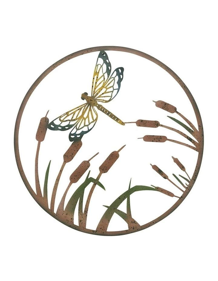 Outdoor Dragonfly Lasercut Wallart 70cm in Rust