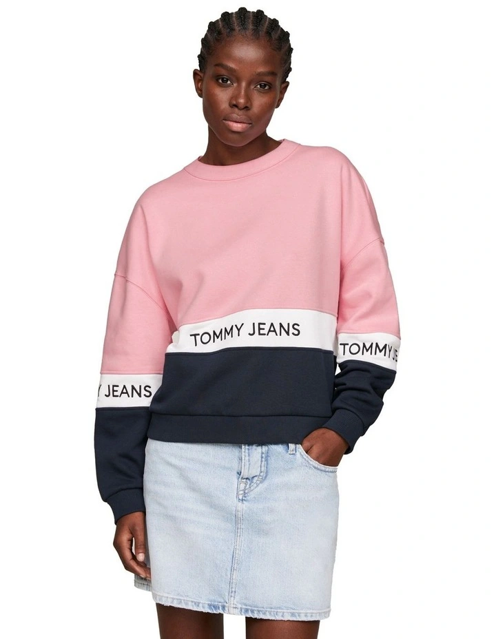 Colour-Blocked Fleece Sweatshirt in White