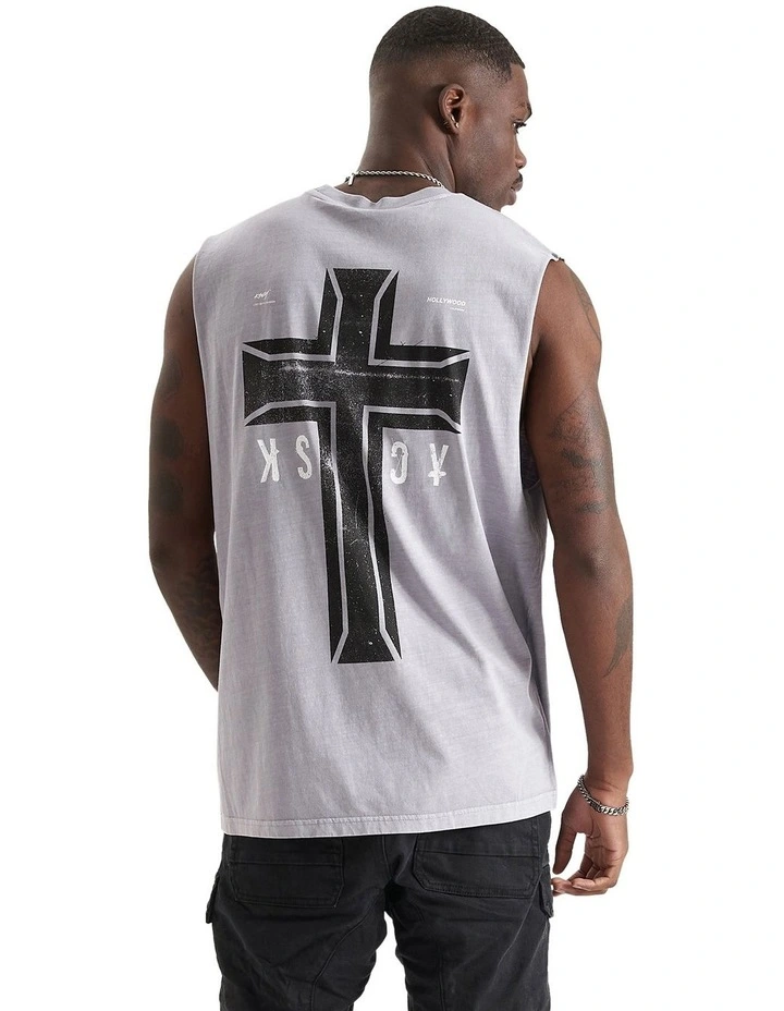 Mortals Relaxed Fit Muscle Tee in Pigment Silver Sconc
