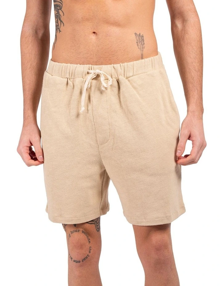 Loose Knit Lounge Shorts in Sand