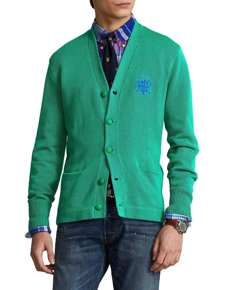 Crest Cotton Cardigan in Green