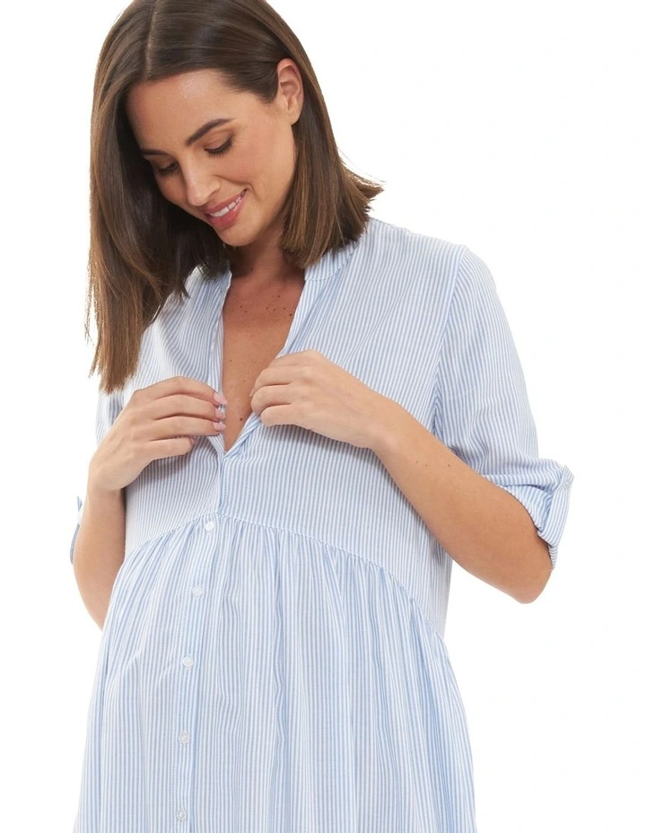 Sam Stripe Dress in Sky Blue/White