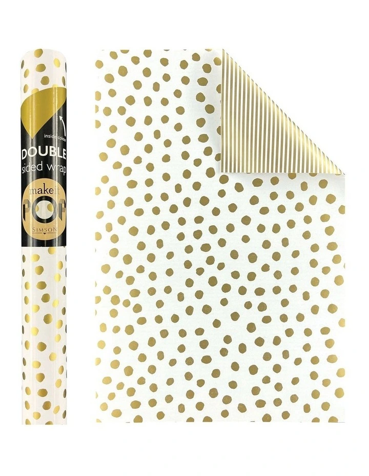 Gold Dotty Pattern on White Roll Wrap