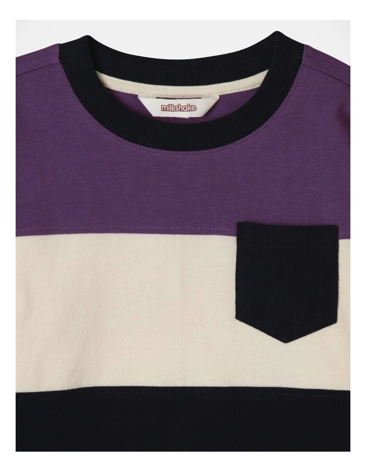 Long Sleeve Splice Tee in Purple