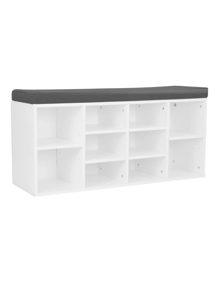 Shoe Rack Cabinet Organiser Grey Cushion 104 x 30 x 45 White