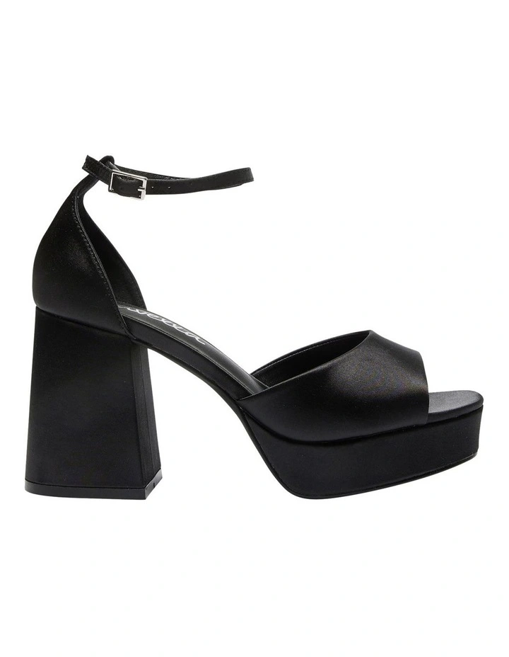Crystal Satin Sandals in Black