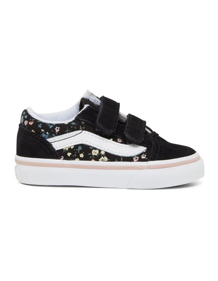 Old Skool V Flowers Infant Sneakers in Black